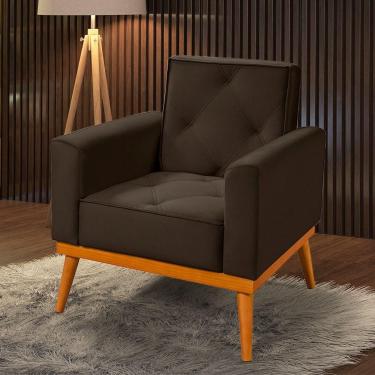 Imagem de Poltrona Florença Base Em Madeira Maciça Veludo Café Marrom