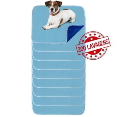 Imagem de Kit com 9 Fraldas de Câes p/Chão 70x50 Azul 200 Lavagens - Alta Absorç