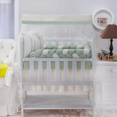 Imagem de kit enxoval para mini berço modelo de trança fiorence verde menino neu