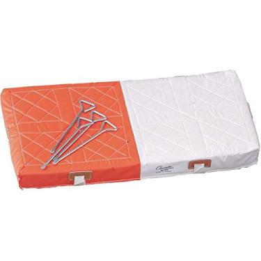 Imagem de Champion Sports Base preenchida com espuma de primeira base dupla laranja e branca – tiras de nylon e pontas de metal