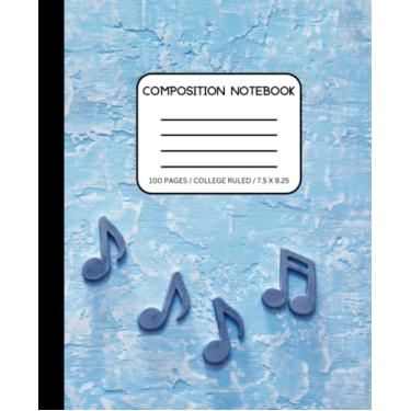 Imagem de COMPOSITION NOTEBOOK - Music Notes on Blue Stucco Background: College Ruled Paper Notebook Journal: Teens, Students, Musicians, Marching Band, High School Band, (7.5 x 9.25, 100 pages, Lined Workbook)