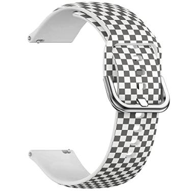 Imagem de IKIKI-TECH Pulseira esportiva de silicone macio compatível com GARMIN Vivoactive 3/Venu 2 Plus/Venu/Venu Sq/Forerunner/Vivomove 3 (design padrão quadriculado)