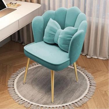 Imagem de Cadeira de mesa de veludo para escritório em casa, cadeira de mesa para quarto/penteadeira, moderna, fofa, cadeira de trabalho de computador, rodas giratórias, altura ajustável, cadeira estofada para