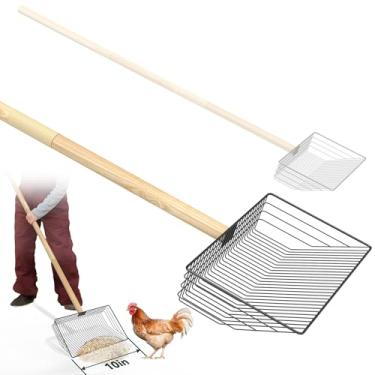 Imagem de Flehomo Colher de cocô de galinha de 25 cm de largura, ferramentas de limpeza de pá de cocô de galinha resistentes, colher de areia ajustável (a maioria de 91 cm de comprimento) para galinheiro,