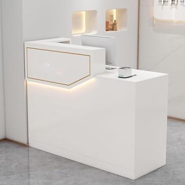 Imagem de Recepção de salão com balcão, recepção frontal para pequenos espaços, recepção de escritório com contador, gavetas com trava, adequada para hotéis, empresas, salões de beleza, etc