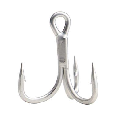 Imagem de Beoccudo Ganchos agudos de água salgada tamanho grande 4X ganchos de pesca triplos fortes para truta grande peixe-azul salmão Kingfish