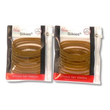 Imagem de Mia Silkies, el sticos de silicone para cabelo, faixas de borracha para cabelo, marrom transparente, para mulheres, atletas, meninas, cabelo grosso, 2 pe as, 20 pe as