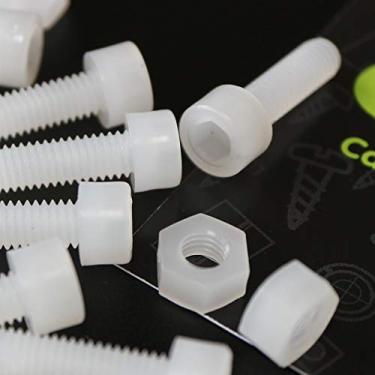 Imagem de 10 x cabeças de tomada de PVDF, cabeça sextavada, parafusos de máquina de plástico, M6 x 20 mm, parafusos, arruelas e porcas, 15/64" x 25/32
