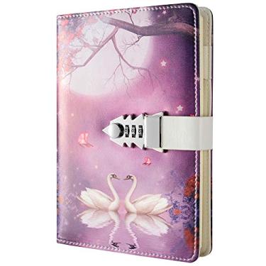 Imagem de JunShop — Bloco de notas com trava de senha criativa com bloqueio digital, diário, diário com trava A5 (estilo 6)