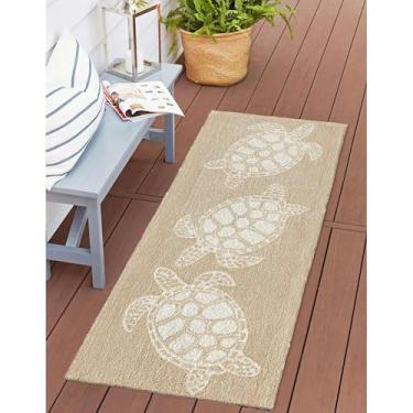 Imagem de Liora Manne CAPR5163612 Tapete Capri Coastal Neutral para uso interno/externo, 6,3 x 1,5 m, cordas naturais