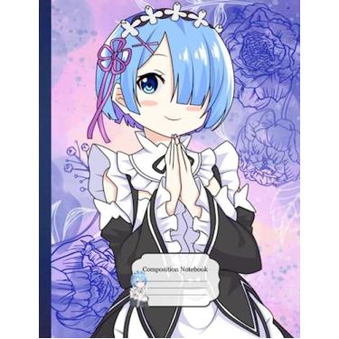 Imagem de Composition NoteBook: Rem Re Zero Ram Kanjii D24, 8.5x11 Inches - 110 page Diary Subject Planner College Ruled Office, Work For Children Kids Teen Anime Adults Student Teacher Gifts