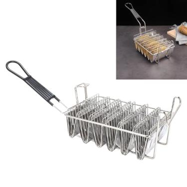 Imagem de Cesta de Fritadeira de Taco de 6 Conchas Com Alça Longa Removível, Cesta de Fritadeira de Taco de Aço Inoxidável Cada Vez que Fritar 6 Conchas de Taco Crocantes para Restaurantes