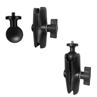 Imagem de Adaptador de montagem esférica de 2,5 cm, parafuso roscado de 1/10.2 cm-20 para Insta360 One X4, X3, X2, X, R, RS, GO 2, GoPro Hero, com braço de soquete duplo tamanho B, suportes RAM RAP-B-201U Braço