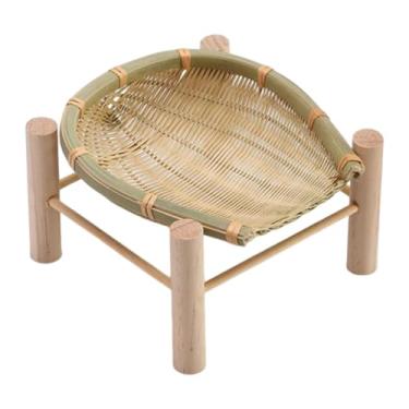 Imagem de Ioensy Cesta de bambu bandeja de pão cesta artesanal destacável servindo bandeja cesta de frutas para lanches café da manhã frutas legumes cozinha, Madeira, 16cm