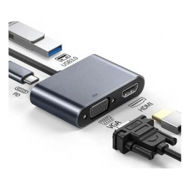 Imagem de Adaptador Type-c Para Hdmi Usb-c Vga Usb 3.0 4em1 - Nova Voo