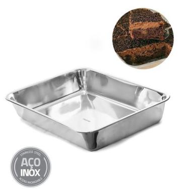 Imagem de Assadeira Bandeja Alta Retangular Em Aço Inox 35 X 27 X 7 Cm - FRIGOPR