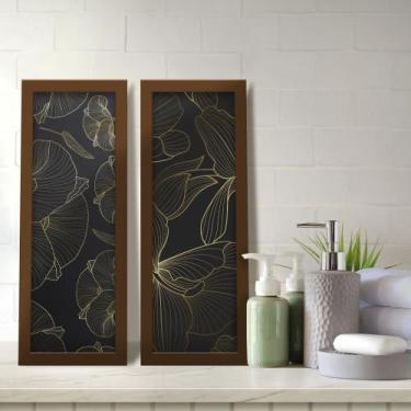 Imagem de Kit 2 Quadros Decorativos Lavabo Preto e Dourado Moderno Minimalista R