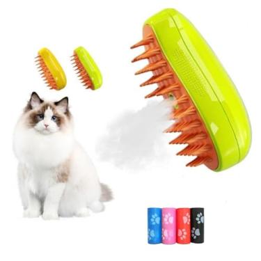 Imagem de Escova Para Gatos A Vapor 3 Em 1 Pente Stea-Autolimpante Escova Vaporizador Petbuco Pente de Remoção de Pelos Cães E Gatos (1 unidade) com 04 rolos de Cata Caca (60 saquinhos)