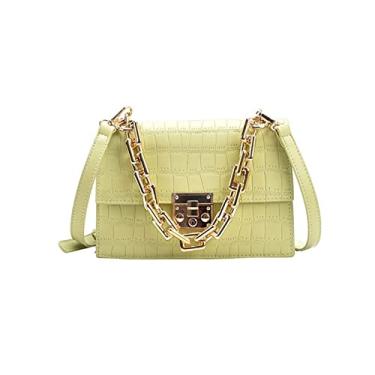 Imagem de Bolsa feminina bolsas de corrente dourada para mulheres bolsas de ombro bolsa de couro bolsa feminina crossbody(Green)