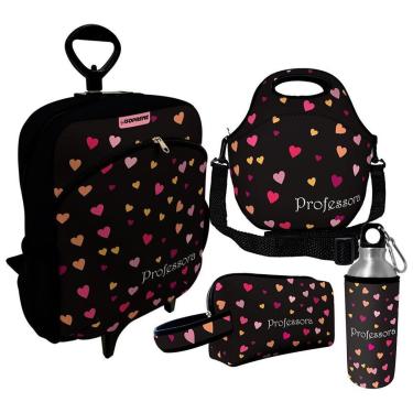 Imagem de Kit Escolar Infantil Mochila de Rodinha + Lancheira Térmica + Necessaire Plus + Squeeze de Alumíni-Unissex