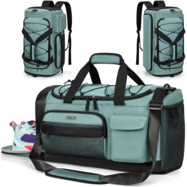 Imagem de FREEAMG Bolsa de ginástica para mulheres e homens, bolsa esportiva de viagem com compartimento para laptop, bolsa antifurto, bolsa de fim de semana, resistente à água, para avião, academia, viagens