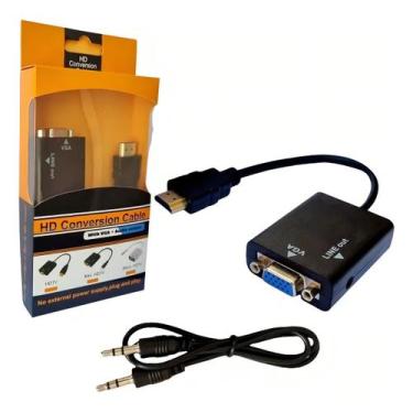 Imagem de Hdmi P/ Vga Com Áudio P2 Conversor Adap De Vídeo VGA01 HdmiVga00 - HD 