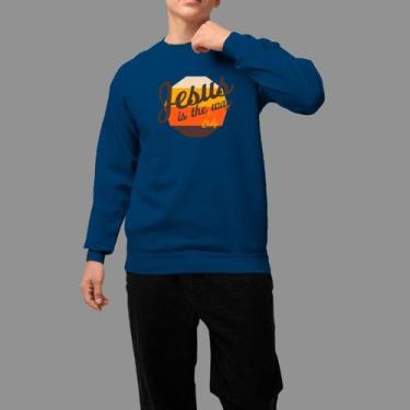 Imagem de Moletom Gola Careca Basico Masculino Casual Confortável Inverno Blusa 