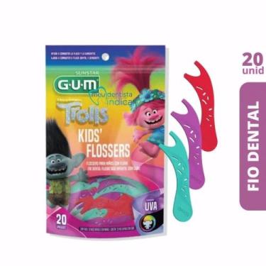 Imagem de Flossers Trolls  GUMFio Dental Infantil com Cabo  20 unidades
