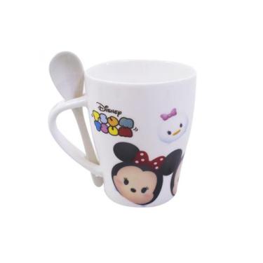 Imagem de Caneca De Porcelana Com Colher Mickey e Minnie Tsum Tsum 310ml Disney 