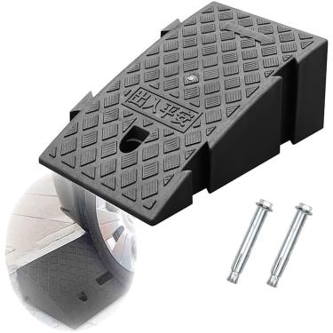 Imagem de Rampa para cadeira de rodas e scooter de mobilidade, rampa de calçada para altura de subida de 19 cm, rampa de limite de plástico resistente - 7,5 de altura, preto, H: 16 cm/6,3"