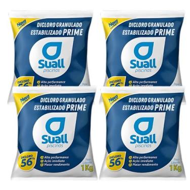 Imagem de Kit 04 Suall Prime Cloro Granulado 1Kg