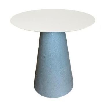Imagem de Mesa de Apoio Cone Base Cimento Texturizado - Tampo Off White 60 cm Al