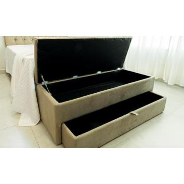 Imagem de Puf Baú Com Gaveta (Sapateiro) Queen 160x50x45cm Cor Areia - Elegância