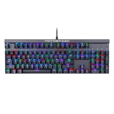 Imagem de MOTOSPEED Teclado mecânico para jogos CK103 RGB retroiluminado por LED, teclado mecânico de troca a quente de 103 teclas com base de alumínio, soquete atualizado e espumas de absorção de ruído