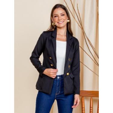 Imagem de Blazer Feminino Alfaiataria - MCLUBE , Preto, GG