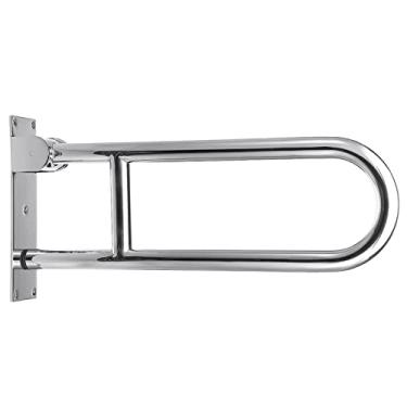 Imagem de Barras de apoio para deficientes físicos para banheiro e banheiro, barra de apoio de vaso sanitário de aço inoxidável em forma de U com suporte de papel para grávidas bariátricas idosas, 59,9 cm