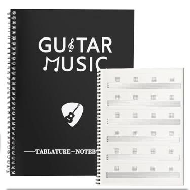 Imagem de JYCSTE Caderno de partituras em branco, caderno de tablatura de guitarra, caderno de papel manuscrito, folhas para notação de acordes musicais, caderno de guitarra, escrita de músicas