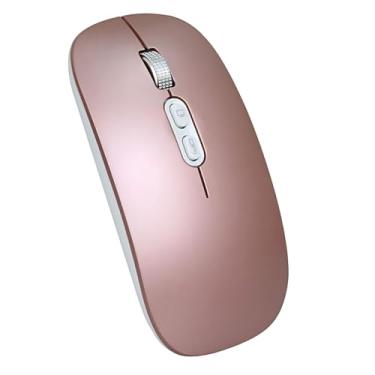Imagem de Mouse Bluetooth Recarregável Compatível com Macbook Air, Pro M1 M2 M3-2 Bluetooths + USB, Design Compacto e Elegante, Botões Silenciosos (Rosa)
