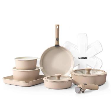 Imagem de Conjunto de utensílios de cozinha SENSARTE Ceramic 17 peças de amêndoa
