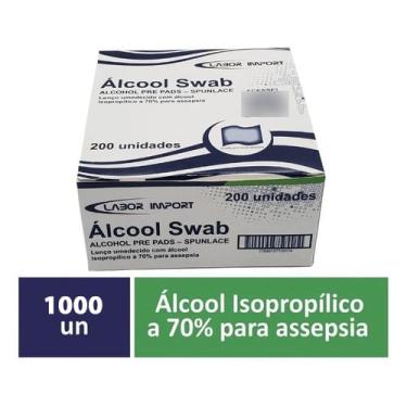 Imagem de Álcool Swab 70% Sachês Lenço Umedecido 1000 unidades Labor Import com nf