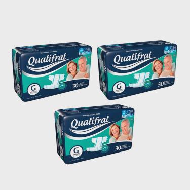Imagem de Kit 3 Fralda Geriátrica Qualifral Econômico G 30 Unidades cada