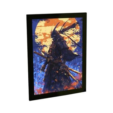Imagem de Quadro Decorativo Anime Samurai 2 Espadas Ilustração 8 Bits Quarto Sala Decoração Poster