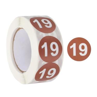 Imagem de PATIKIL Número 19 adesivos circulares, etiqueta numérica autoadesiva redonda de 2,5 cm com código de cores, 500 etiquetas/rolo para organização doméstica e gerenciamento de escritório, marrom claro