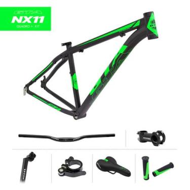 Imagem de Quadro 29 Aluminio Gta Nx11 29x19 - Pto/verde + Kit Guidao - Loja Duas