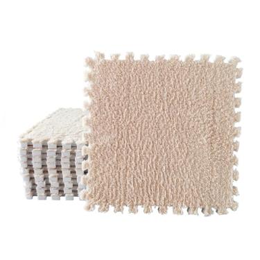 Imagem de lmjclzyee 12 Peças De Carpete Espuma Eva Macio E Felpudo, Tapetes Felpudos, Protetores Piso, Esportivos Para Sala Estar, Quarto, Quarto Criança (Cáqui)