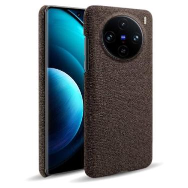 Imagem de Capa para vivo X100 PRO,Capa desenhada em lona,Case Protetora Ultrafina com Empunhadura Macia,Design em Tecido Antichoque e Antiarranhões-Brown