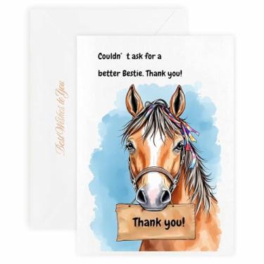 Imagem de MAGJUCHE Cartão de agradecimento para Bestie – Selo de cera elegante e envelope, papel 300 g/m², impressão vívida de 600 DPI, 12 x 17 cm, design de cavalo