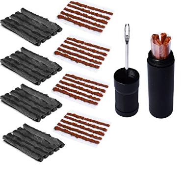 Imagem de Albedel Kit de reparo de pneu sem câmara de ar para bicicleta, plugues, ferramenta de reparo de pneus, fixação de perfuração plana MTB e bicicleta de montanha de estrada + 45 tiras (20 x 1,5 mm + 5 x
