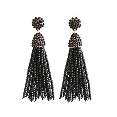 Imagem de NLCAC Brincos femininos de franja longa com franjas pendentes de 6 cores, Sem pedra preciosa