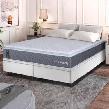 Imagem de Conjunto Box Baú Branco Argel Cinza Espuma D33 King 193x203x74 - King 